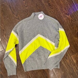 From Future Gray and Yellow 100% cashmere Chevron Sweater